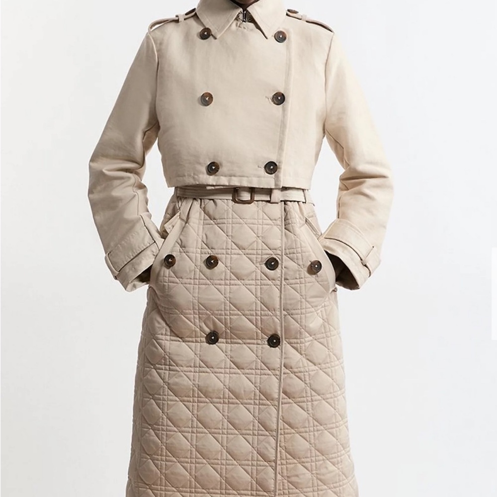 Karen Millen Women's Cream Double-Breasted Trench Coat- New with Tags